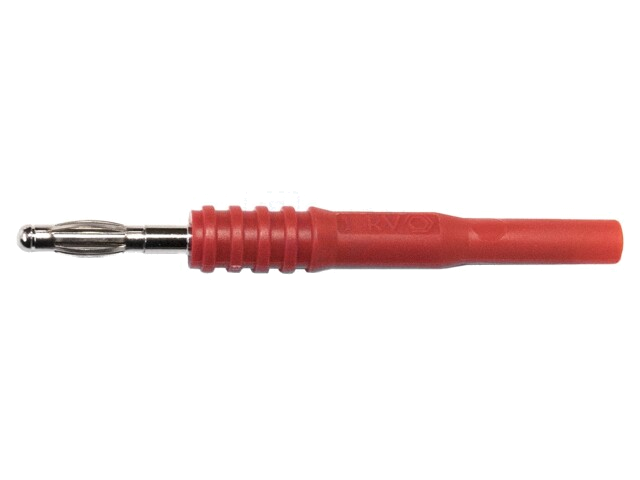Stekker; banaanstekker 4mm; 20A; 1kV; rood; 66,3mm; vernikkeld