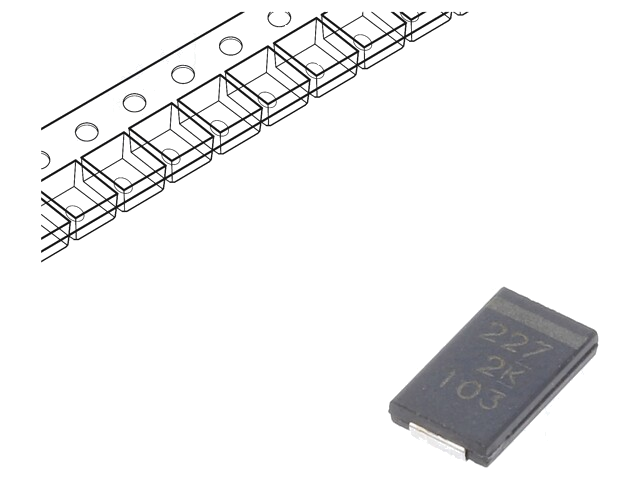 Condensator: polymeer; low ESR; 220uF; 2VDC; W; 2917; ESR: 9mΩ; SMD