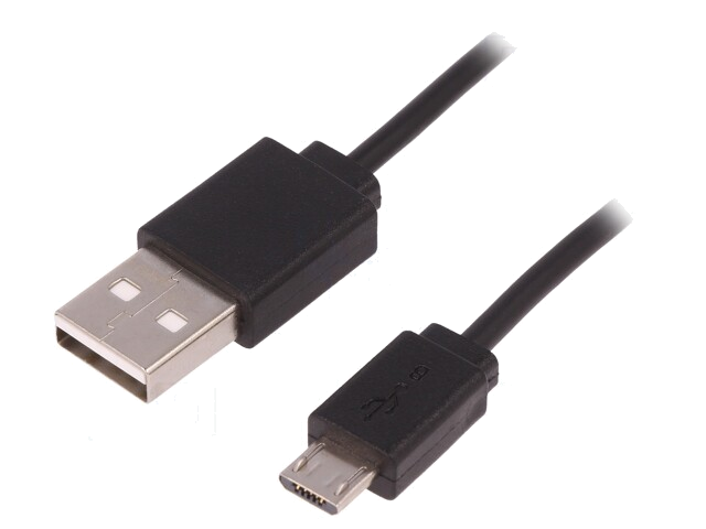 Kabel; USB 2.0; USB-A-stekker,USB B-microstekker; 1m; zwart