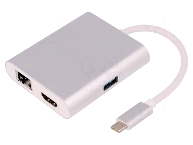 Adapter; Power Delivery (PD),USB 3.0,USB 3.1; vernikkeld; 0,2m