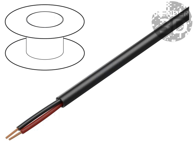 Leiding: voor luidsprekers; 2x17AWG; koord; OFC; zwart; -15÷70°C