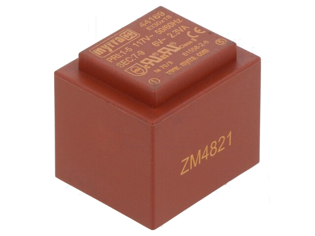 Transformator: ingegoten; 2,3VA; 117VAC; 6V; 383mA; PCB
