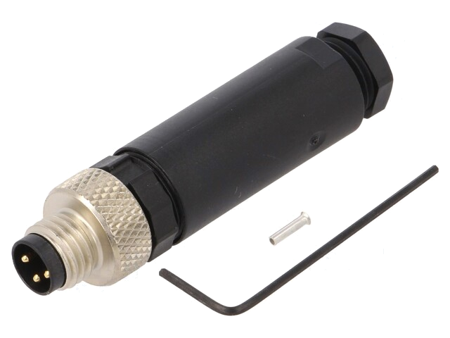 Connector: M8; mannelijk; PIN: 3; recht; voor draad; stekker; 4A