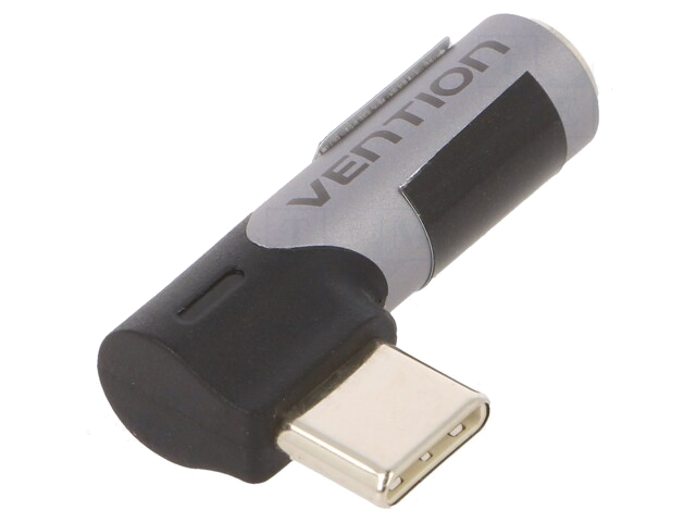 Adapter; Jack 3,5mm aansluiting,Haakse USB C-stekker; grijs
