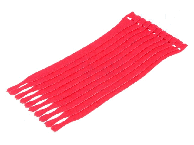 Klittenband kabelbinder; L: 200mm; W: 12,5mm; rood; 10st; Ømax: 60mm