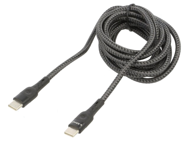 Kabel; Power Delivery (PD),USB 2.0; 2m; zwart; 480Mbps; textiel