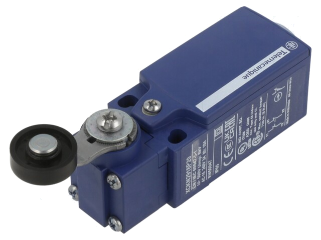 Eindschakelaar; hefboom R 35,5mm, kunststof rol Ø19mm; NC x2
