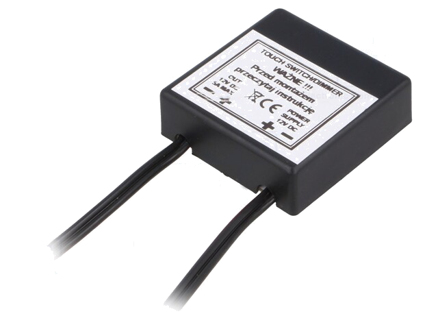 Aanraakschakelaar; 44x44x14mm; Kleur: zwart; IP40; Uitg: draad x2