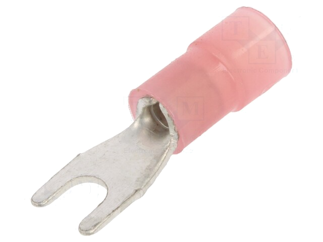Uiteinde: vork; M3; Ø: 3,2mm; 0,25÷1,5mm2; klemmen; voor draad; rood