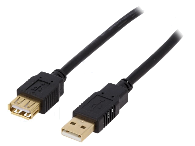 Kabel; USB 2.0; USB-A aansluiting,USB-A-stekker; verguld; 1,8m
