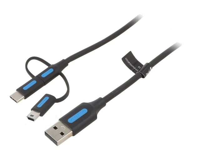 Kabel; USB 2.0; 1m; zwart; Ader: Cu,vertinde; 480Mbps; Ødraad: 4mm