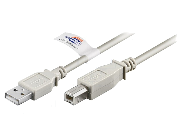 Kabel; USB 2.0; USB-A-stekker,USB-B-stekker; 3m; grijs; Ader: Cu