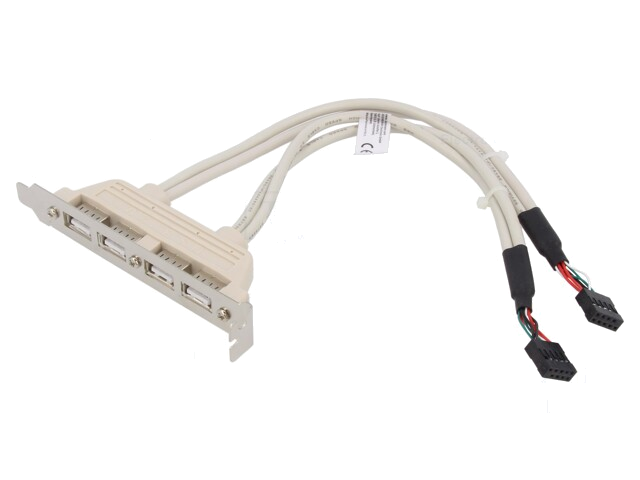 Adapter; op slotplaat,USB 2.0; vernikkeld; 0,25m; beige; Ader: Cu