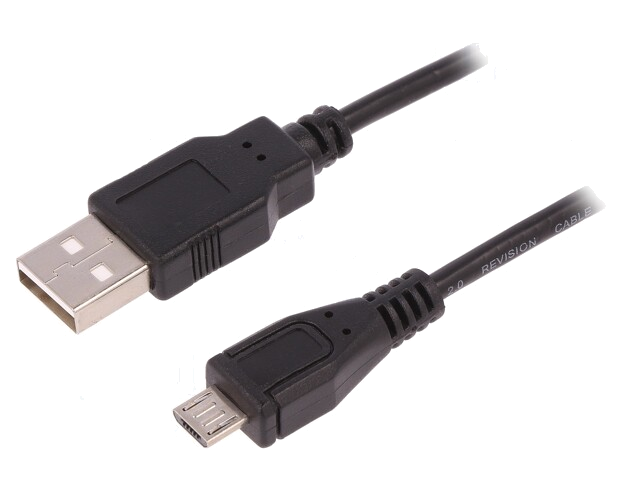 Kabel; USB 2.0; USB-A-stekker,USB B-microstekker; 1m; zwart
