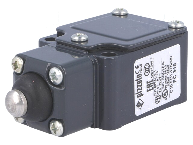 Eindschakelaar; rubber dichting,pin Ø10mm; NO + NC; 6A; 400VAC
