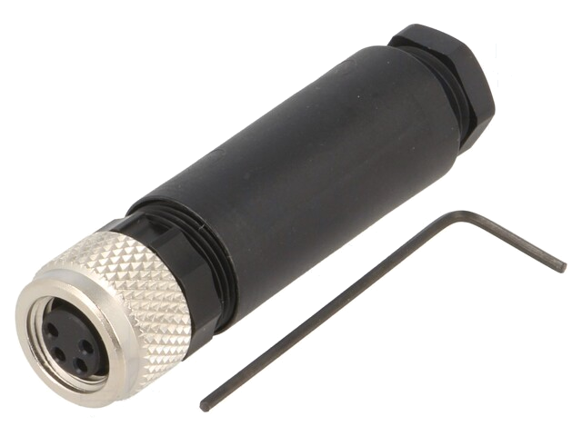 Connector: M8; vrouwelijk; PIN: 4; recht; voor draad; stekker; 4A