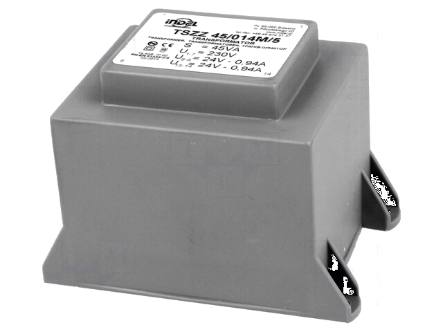 Transformator: ingegoten; 45VA; 230VAC; 24V; 24V; 930mA; 930mA; PCB