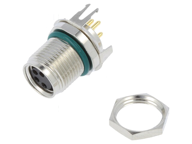 Connector: M8; vrouwelijk; PIN: 4; recht; op PCB; contact; 4A; IP68