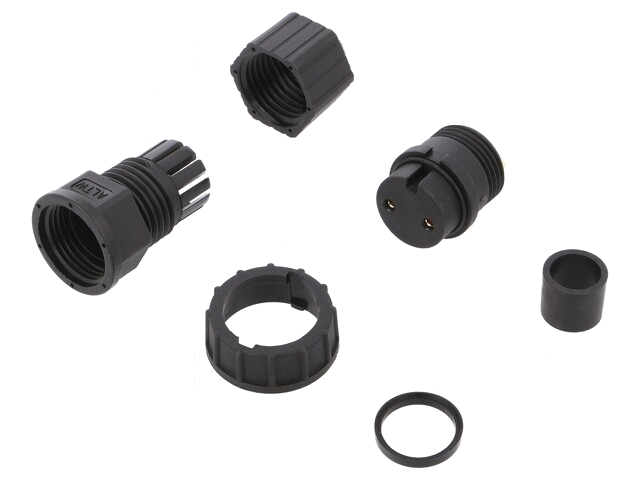 Connector: rond; stekker; maat D; vrouwelijk; PIN: 2; verguld; 20A