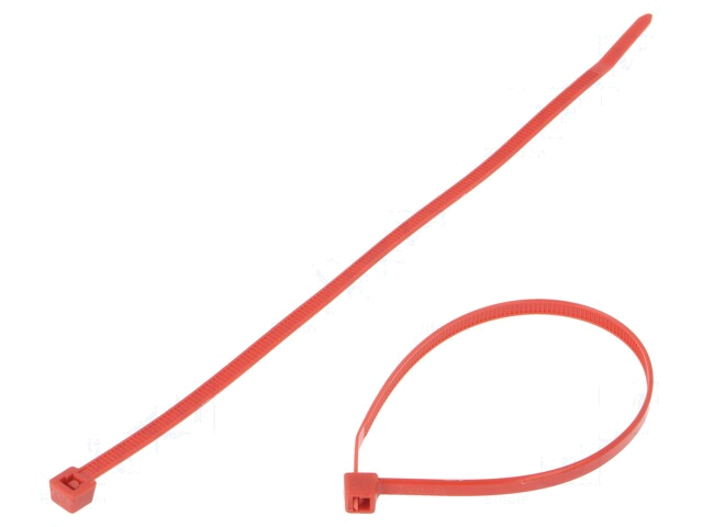 Kabelbinder; L: 200mm; W: 4,6mm; polyamide; 225N; rood; Ømax: 50mm