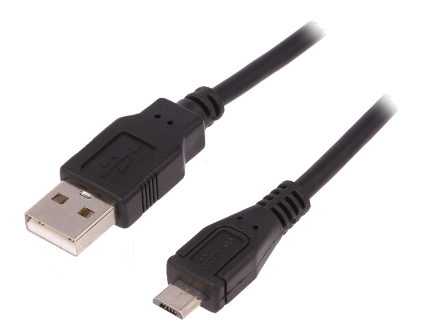 Kabel; USB 2.0; USB-A-stekker,USB B-microstekker; 1,8m; zwart