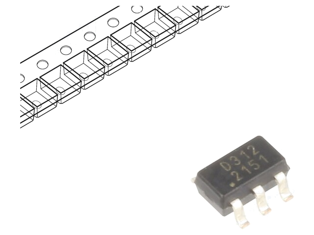 Diode: TVS netwerk; 6V; 0,225W; SOT23-6; Ch: 2; rol,band
