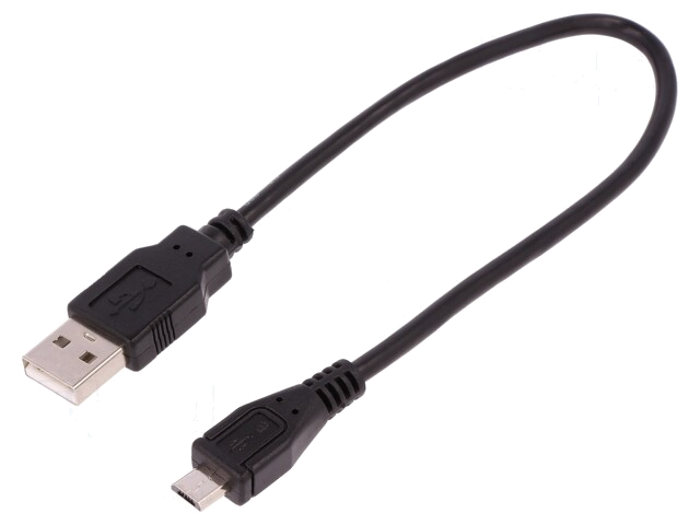 Kabel; USB 2.0; USB-A-stekker,USB B-microstekker; 0,25m; zwart