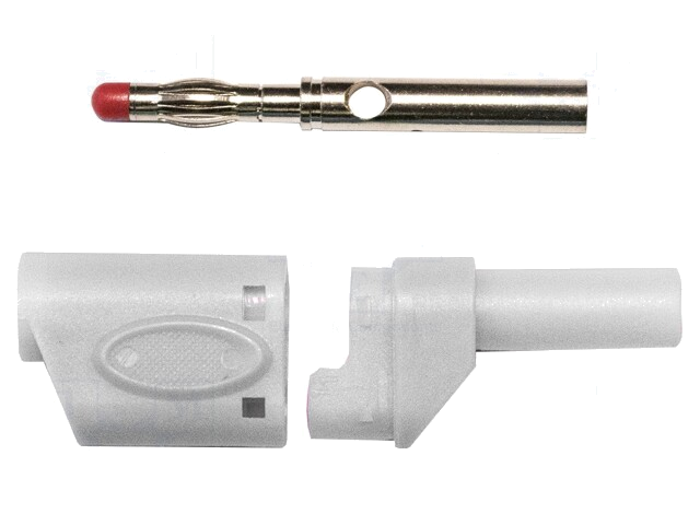 Stekker; banaanstekker 4mm; 45A; 600VAC; wit; gesoldeerd
