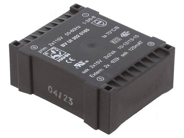 Transformator: ingegoten; 4VA; 115VACx2; 15V; 15V; 133mA; 133mA; PCB