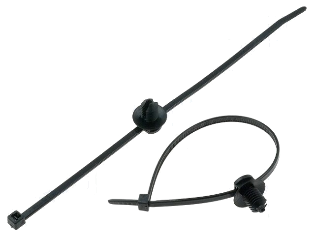 Kabelbinder; met bevestiging; L: 190mm; W: 3,6mm; zwart; UL94V-2
