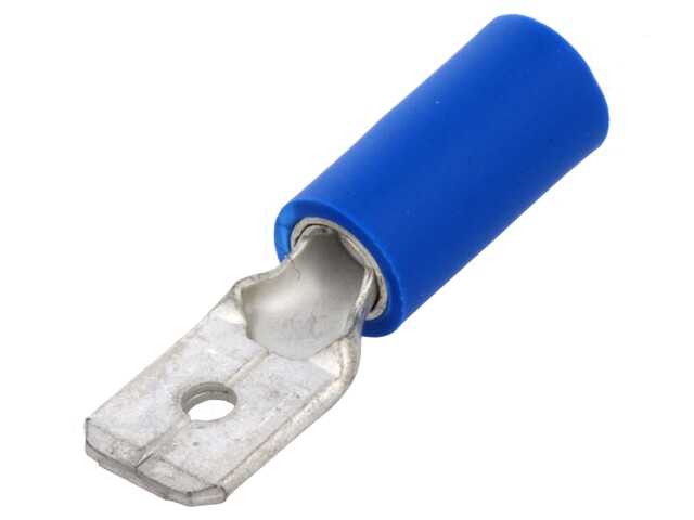Connector: vlak; 6,3mm; 0,8mm; mannelijk; 1÷2,5mm2; klemmen; blauw