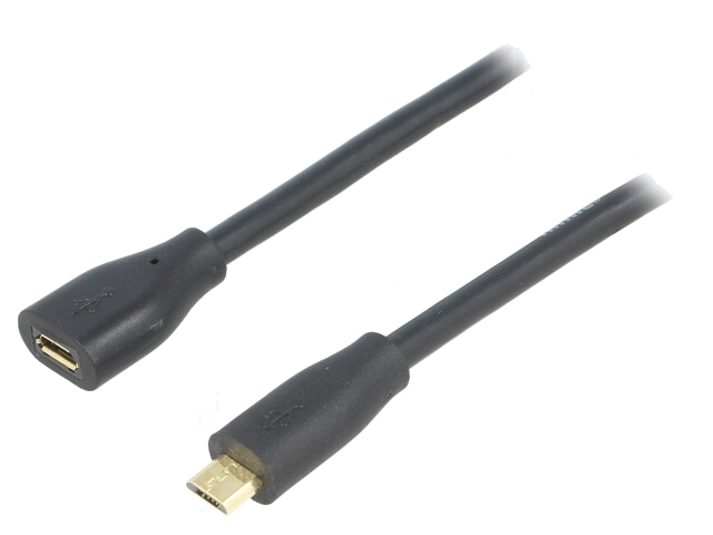 Kabel; USB 2.0; Micro USB B ingang,USB B-microstekker; 1m; zwart