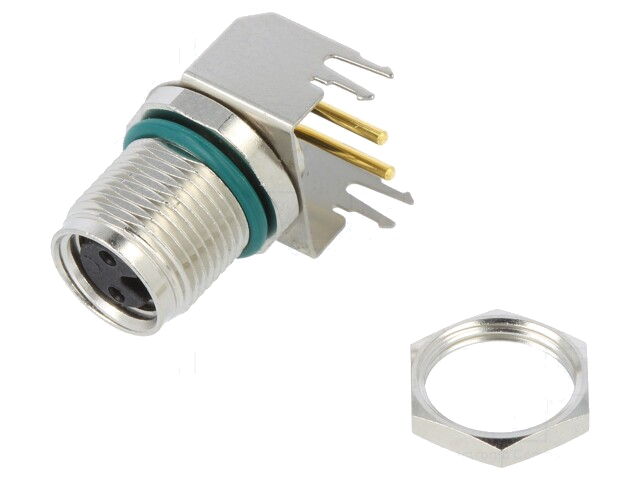Connector: M8; vrouwelijk; PIN: 2; hoek van 90 °; op PCB; contact