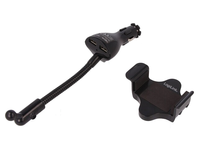 Autohouder; zwart; 5V/3,1A; Extra functies: USB voedingseenheid
