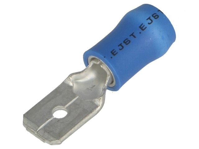 Connector: vlak; 6,3mm; 0,8mm; mannelijk; 1÷2,5mm2; klemmen; blauw