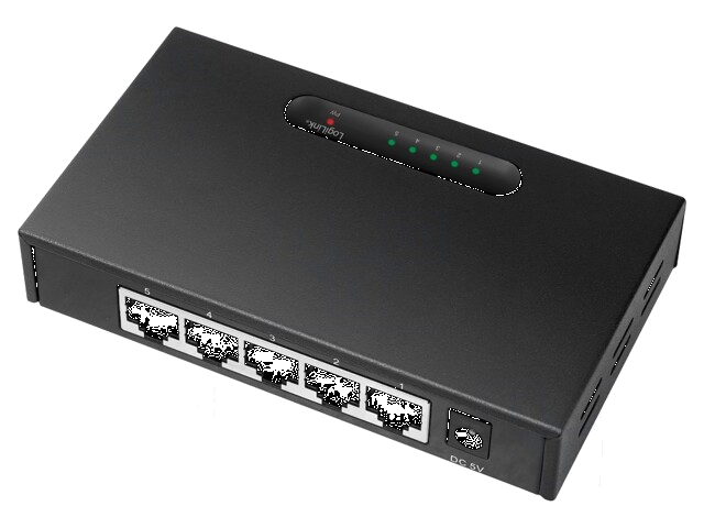 Switch Gigabit Ethernet; zwart; DC,WAN: RJ45-aansluiting x5