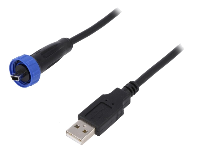 Kabel-adapter; USB-A-stekker,USB B mini stekker (afgesloten)